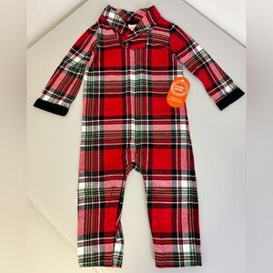 NWT - Wonder Nation Button-Up Onesie 'Plaid' - Size 24M